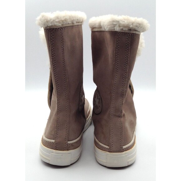 Converse All-Star Chuck Taylor Boots Wn 10 Beige Beverly Suede Faux Fur Platform - Picture 9 of 14